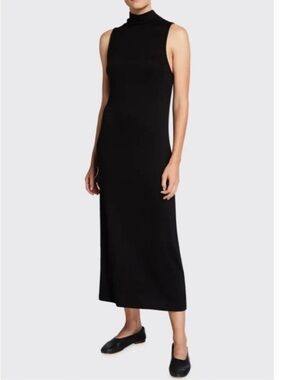 Vince‎ || Sleeveless Mock Neck Dress Midi Column Black XS